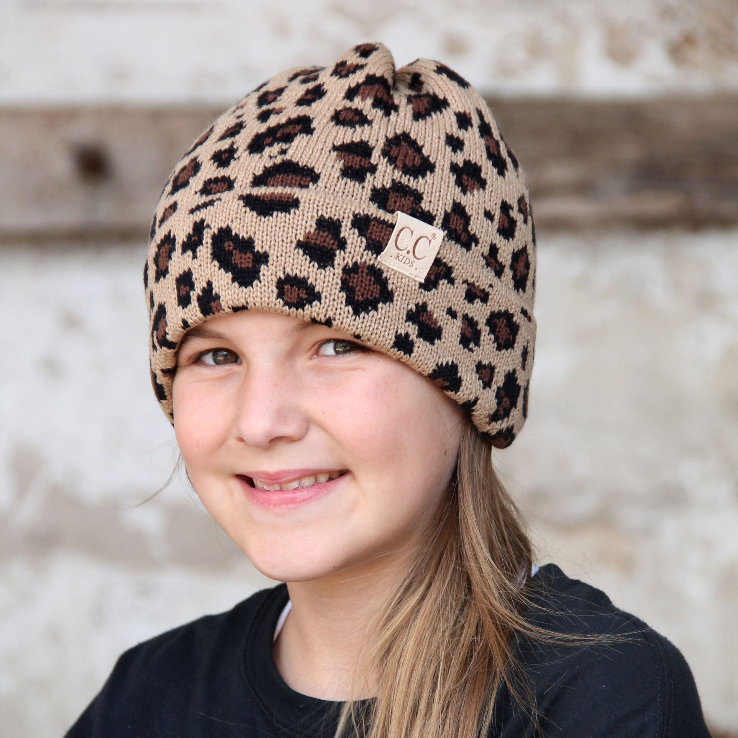 MB-45 MESSY BUN LEOPARD BEANIE LEOPARD